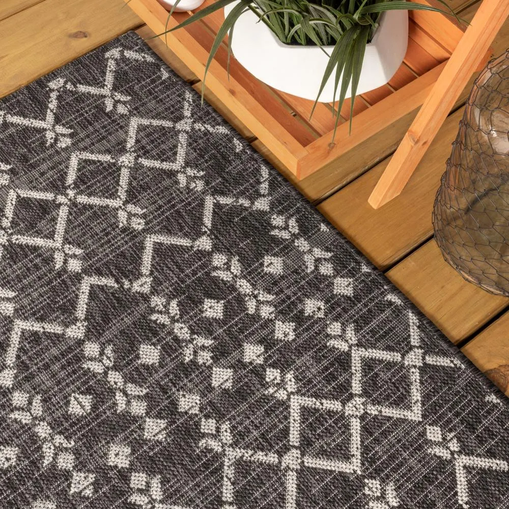 Dean Moroccan Geometric Textured Weave Indoor/outdoor Runner Rug