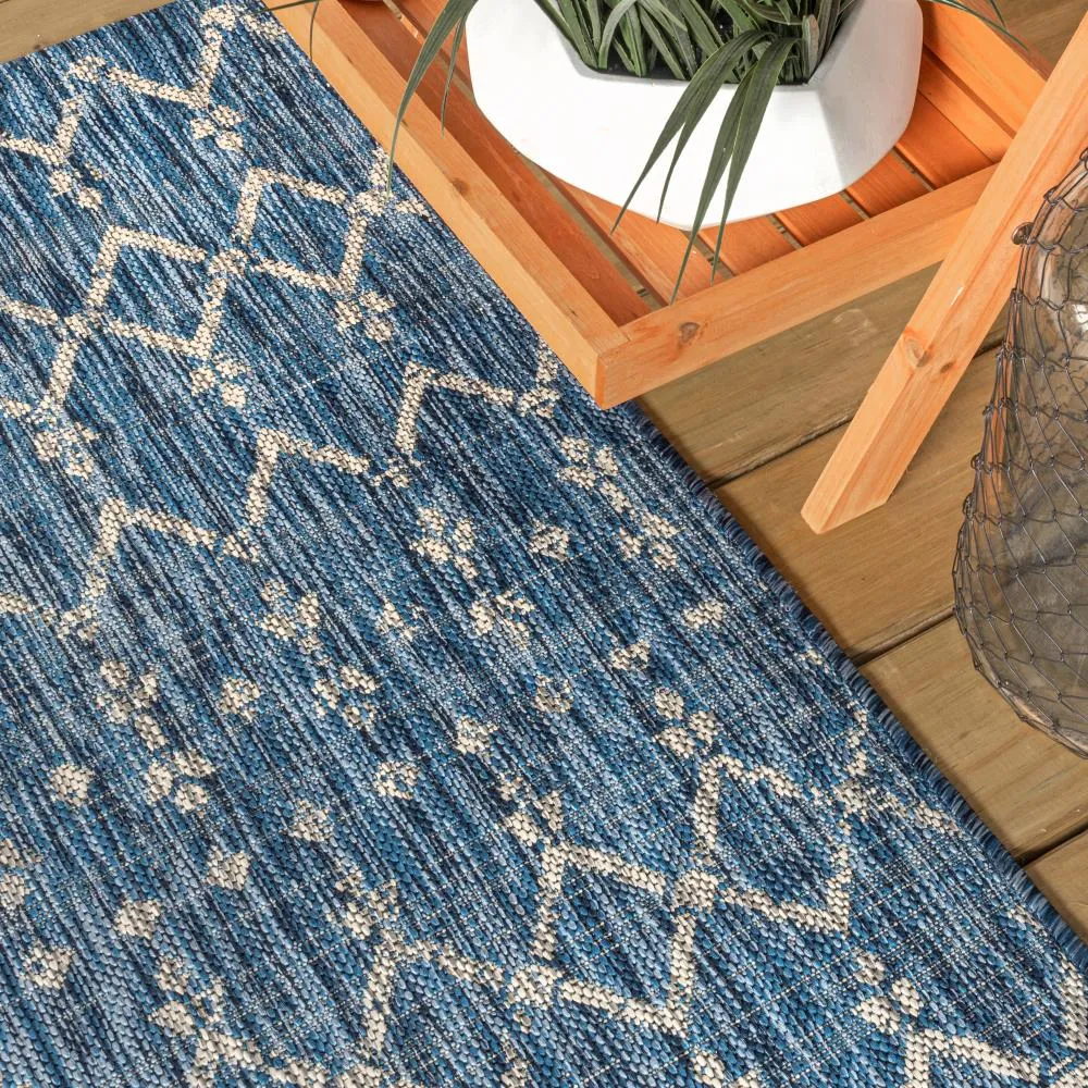 Dean Moroccan Geometric Textured Weave Indoor/outdoor Runner Rug