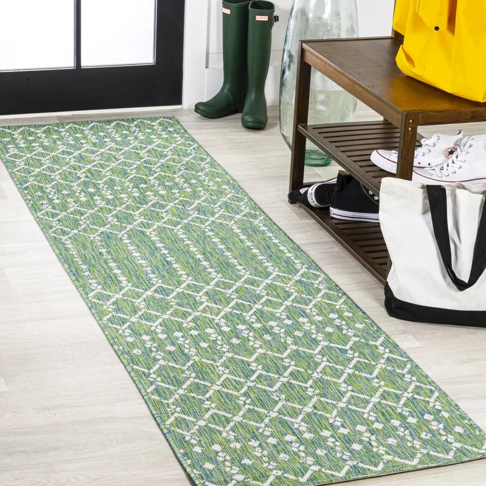 Dean Moroccan Geometric Textured Weave Indoor/outdoor Runner Rug