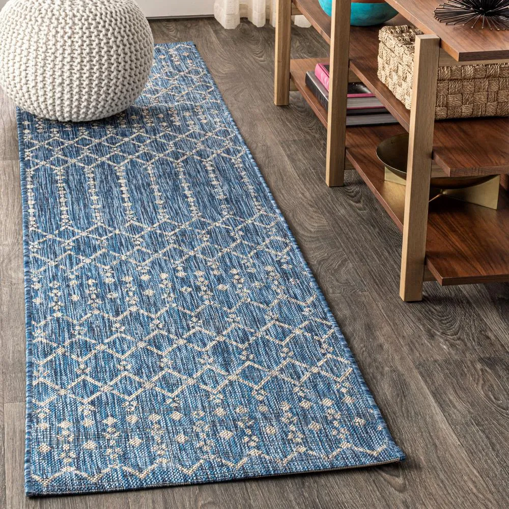 Dean Moroccan Geometric Textured Weave Indoor/outdoor Runner Rug