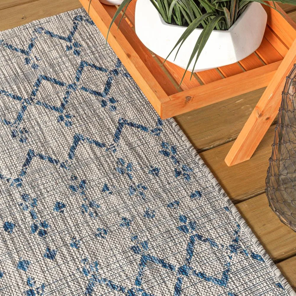 Dean Moroccan Geometric Textured Weave Indoor/outdoor Runner Rug