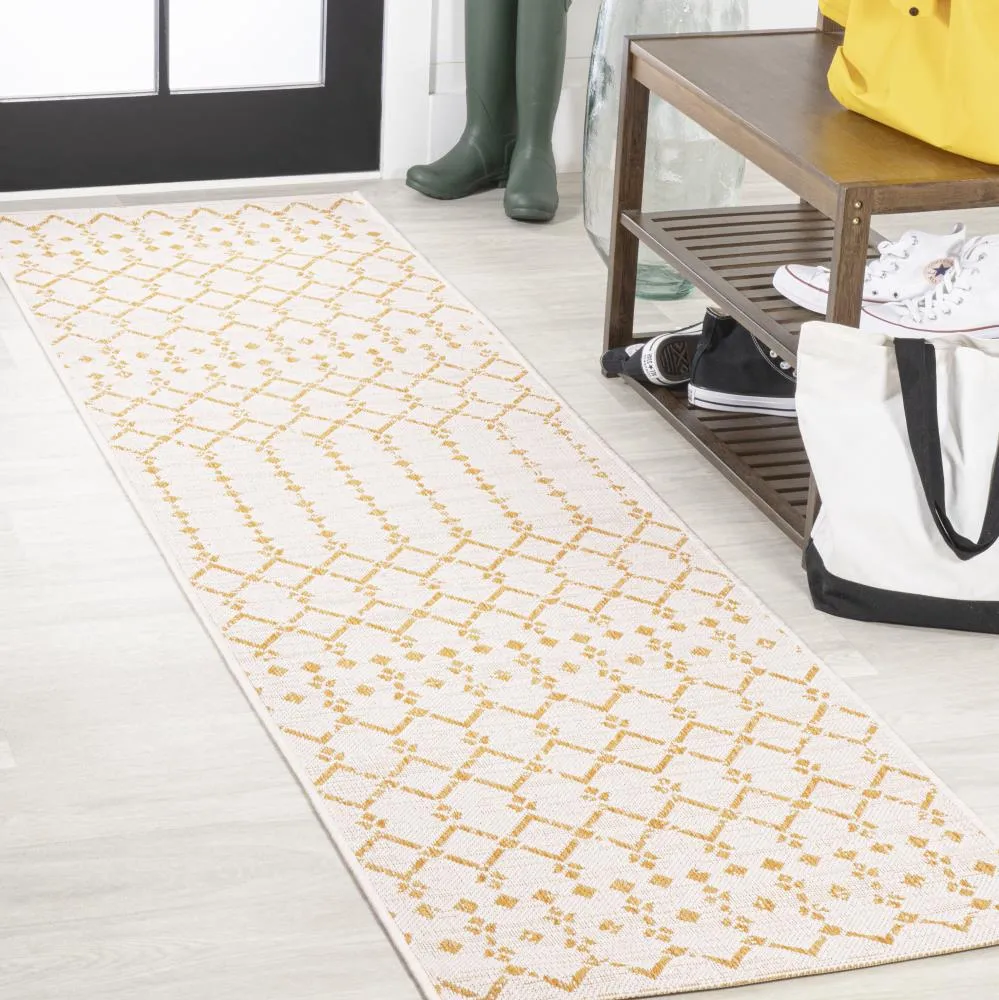 Dean Moroccan Geometric Textured Weave Indoor/outdoor Runner Rug