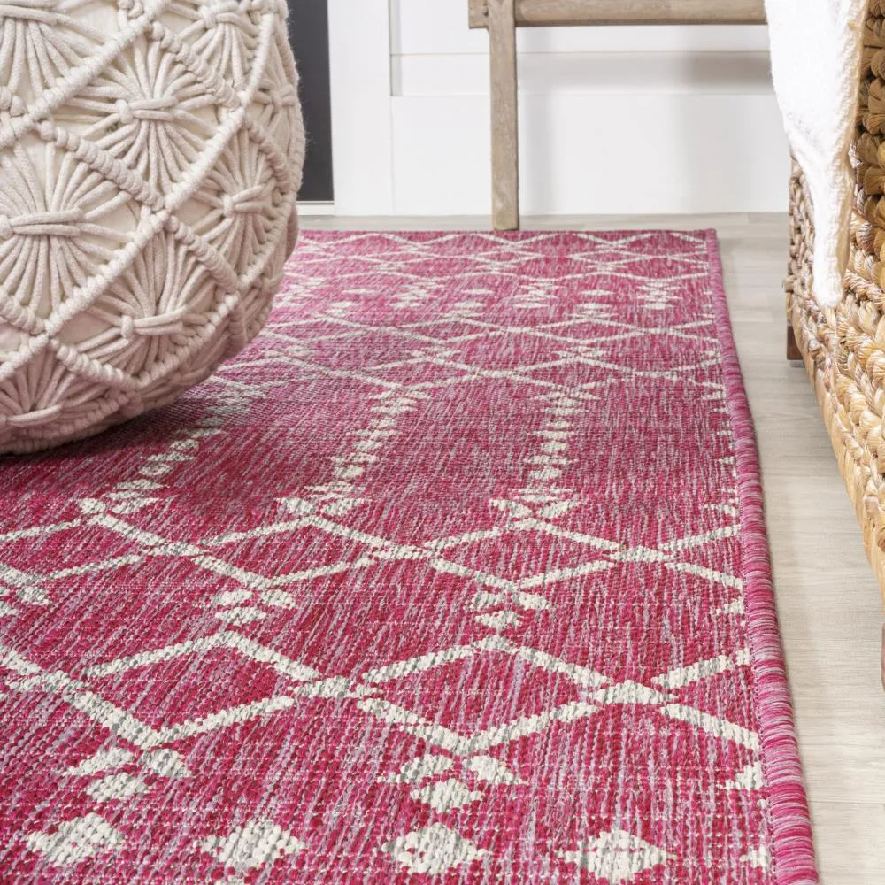 Dean Moroccan Geometric Textured Weave Indoor/outdoor Runner Rug