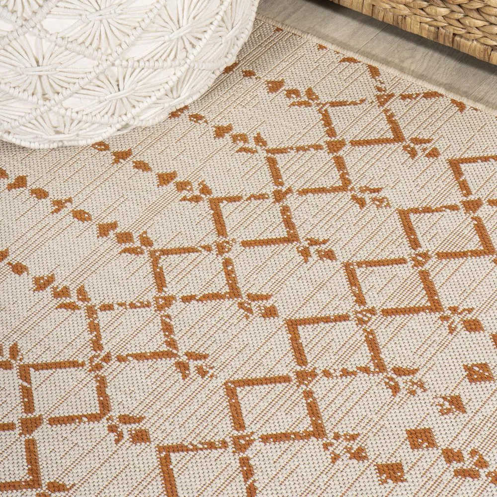 Dean Moroccan Geometric Textured Weave Indoor/outdoor Runner Rug