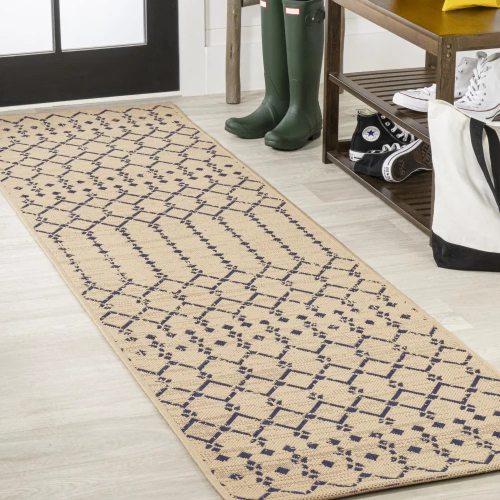 Dean Moroccan Geometric Textured Weave Indoor/outdoor Runner Rug