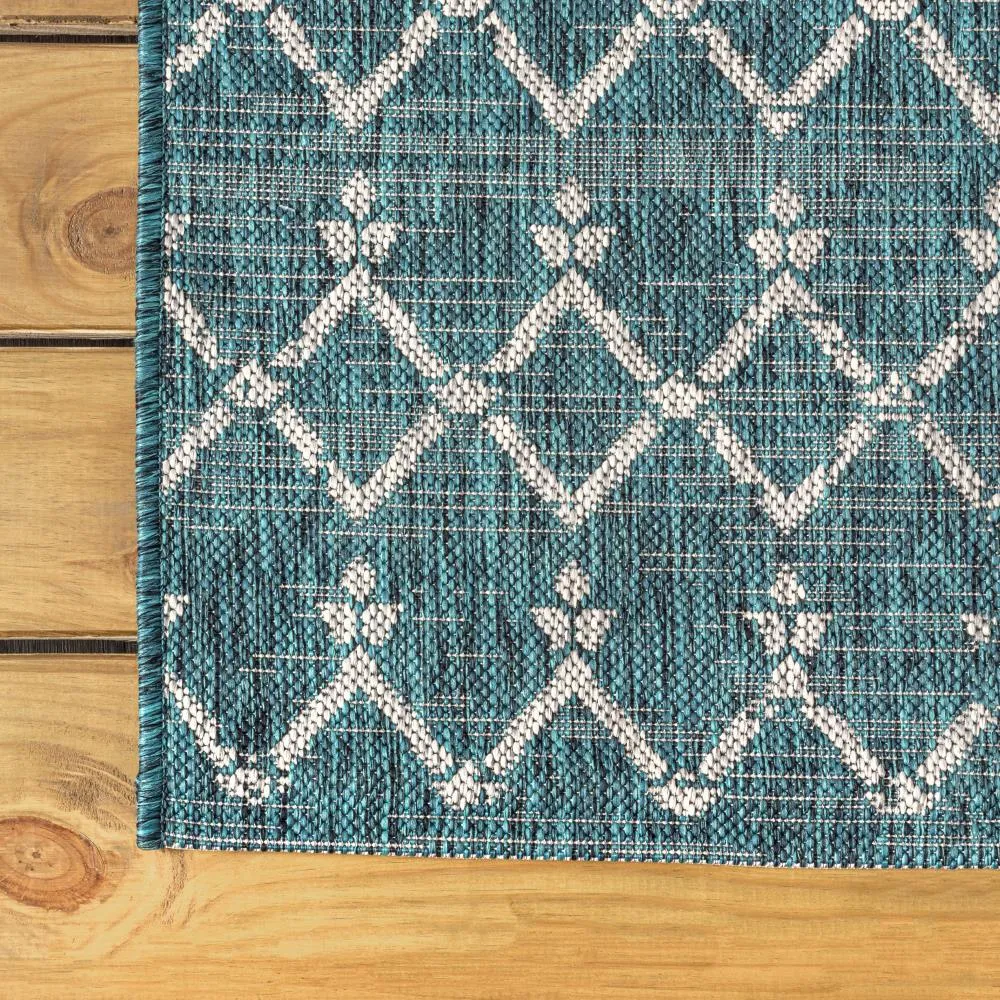 Dean Moroccan Geometric Textured Weave Indoor/outdoor Runner Rug