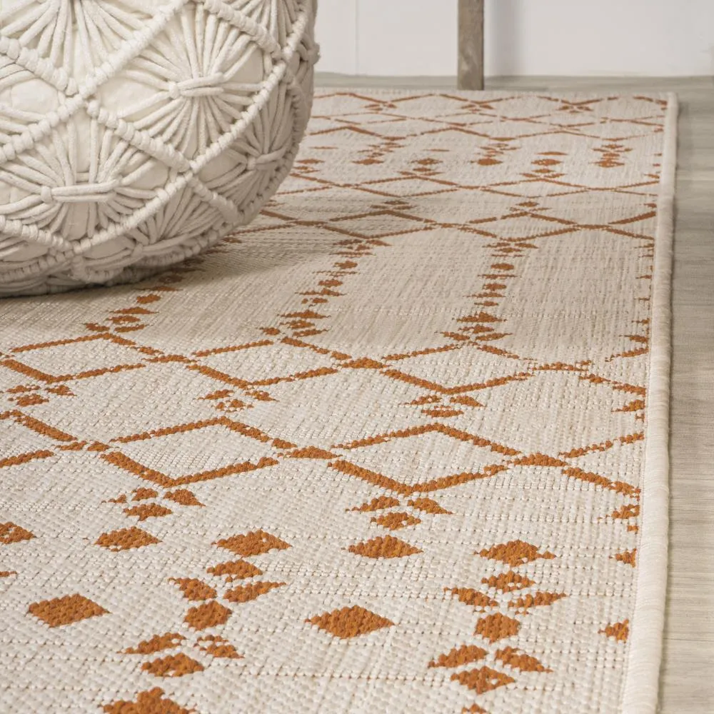 Dean Moroccan Geometric Textured Weave Indoor/outdoor Runner Rug