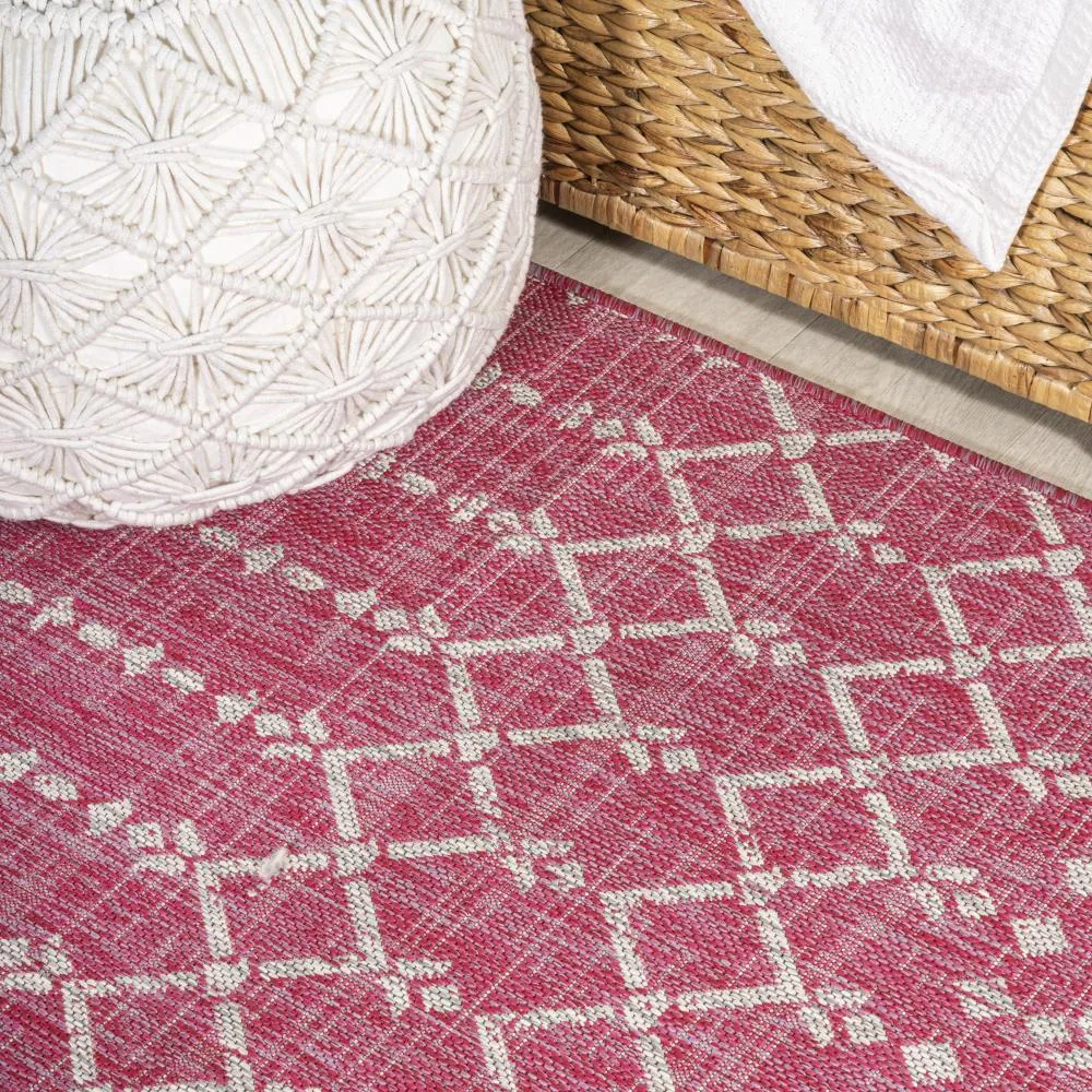 Dean Moroccan Geometric Textured Weave Indoor/outdoor Runner Rug