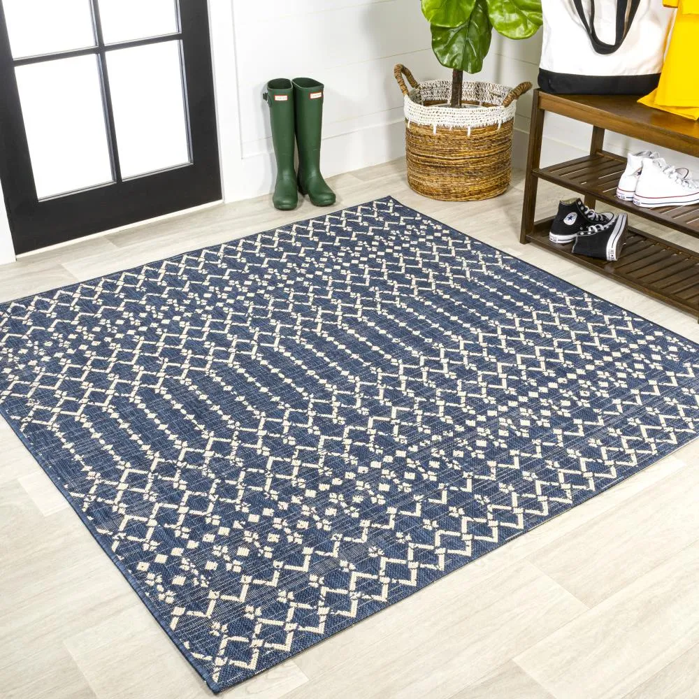 Dean Moroccan Geometric Textured Weave Indoor/outdoor Square Rug