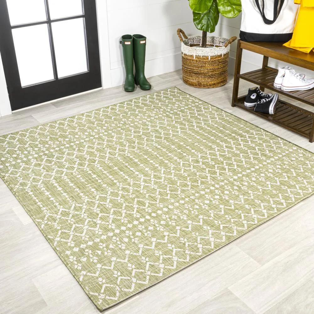 Dean Moroccan Geometric Textured Weave Indoor/outdoor Square Rug