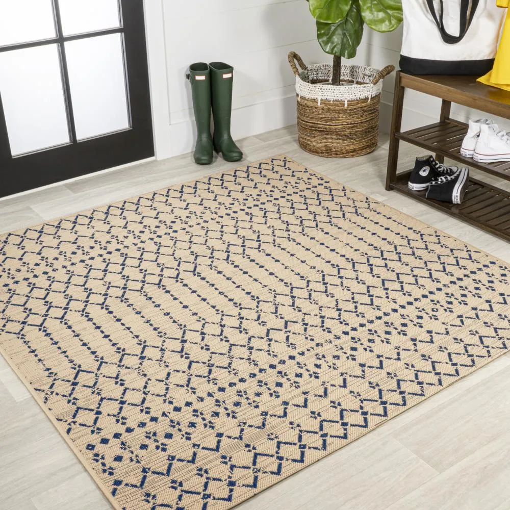 Dean Moroccan Geometric Textured Weave Indoor/outdoor Square Rug