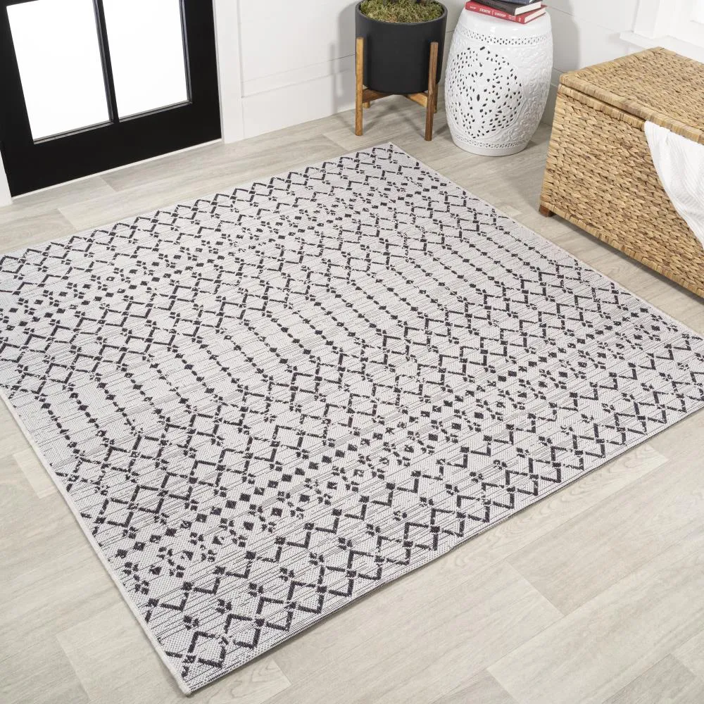 Dean Moroccan Geometric Textured Weave Indoor/outdoor Square Rug