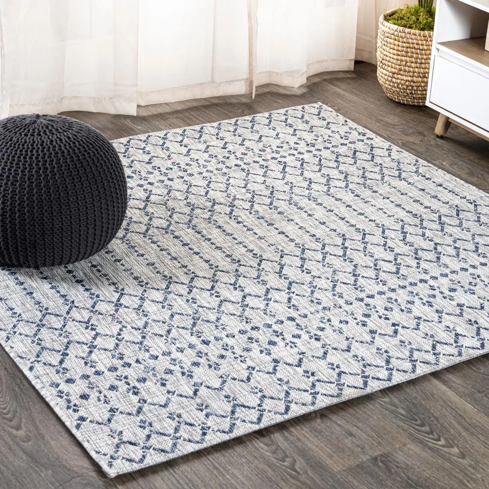 Dean Moroccan Geometric Textured Weave Indoor/outdoor Square Rug