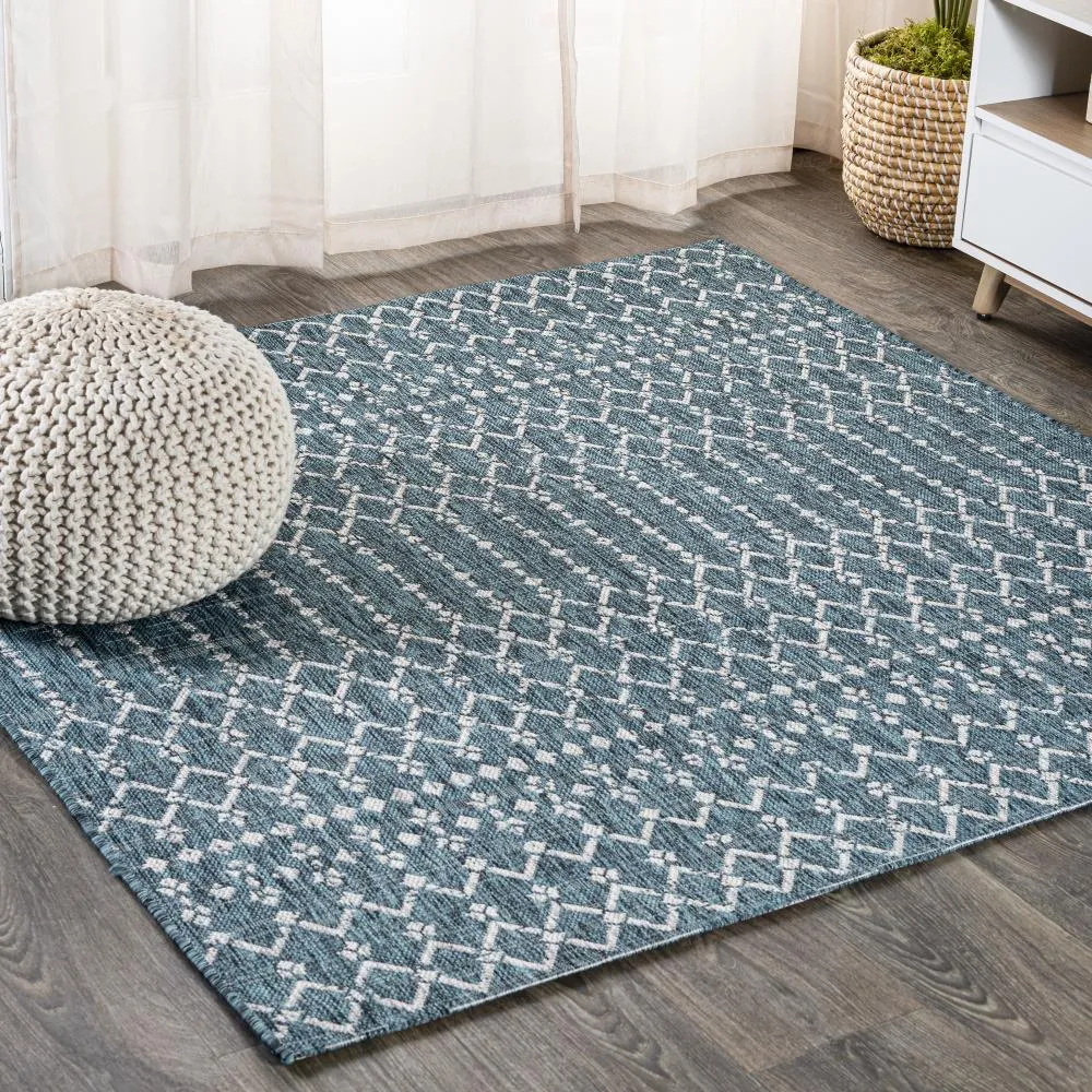 Dean Moroccan Geometric Textured Weave Indoor/outdoor Square Rug