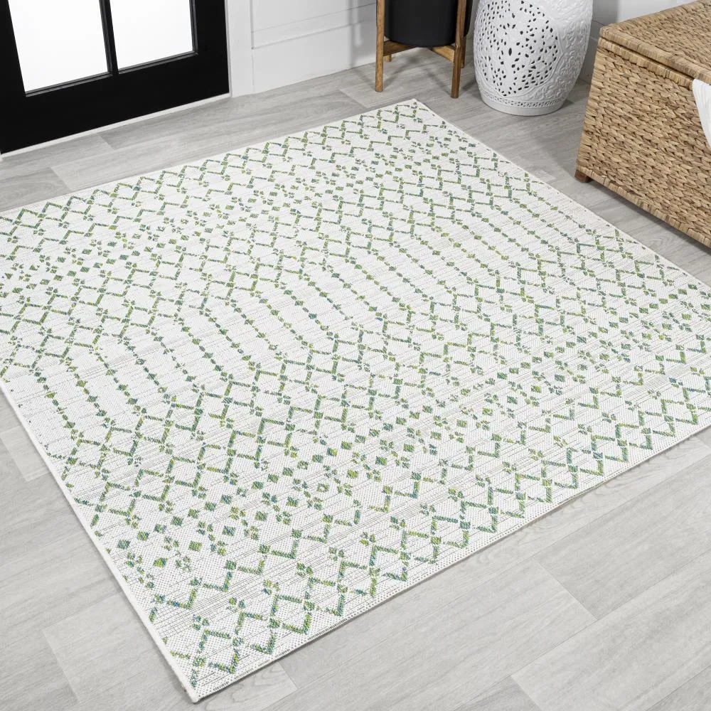 Dean Moroccan Geometric Textured Weave Indoor/outdoor Square Rug