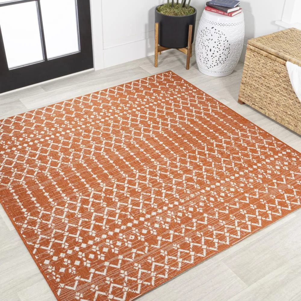 Dean Moroccan Geometric Textured Weave Indoor/outdoor Square Rug