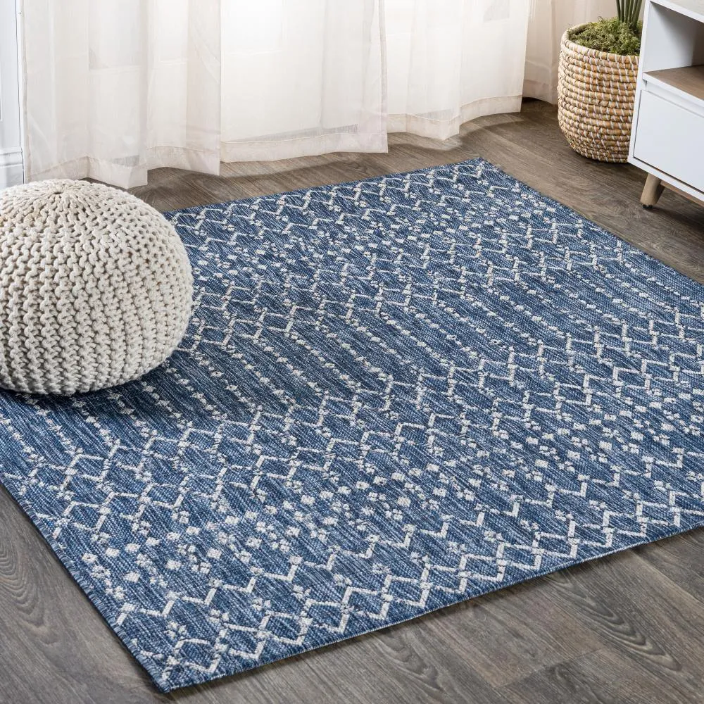 Dean Moroccan Geometric Textured Weave Indoor/outdoor Square Rug