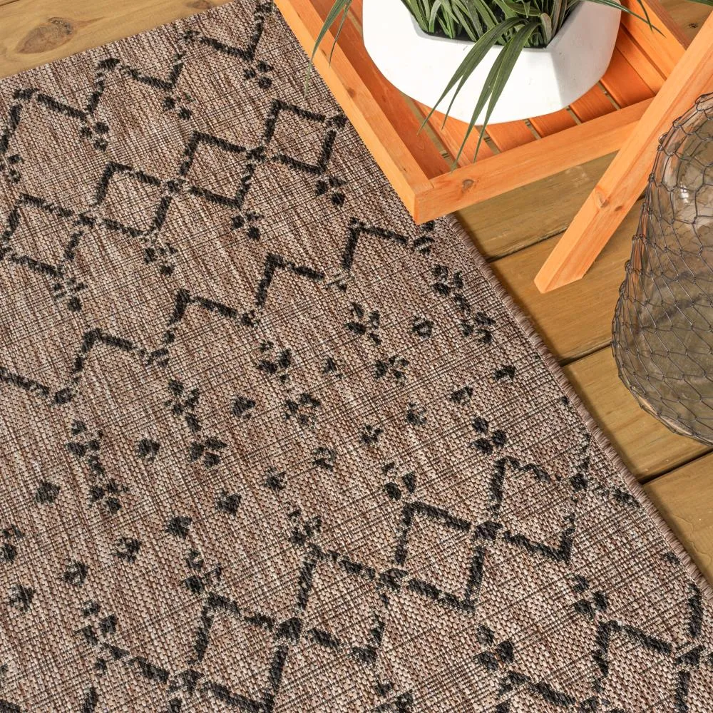 Dean Moroccan Geometric Textured Weave Indoor/outdoor Square Rug