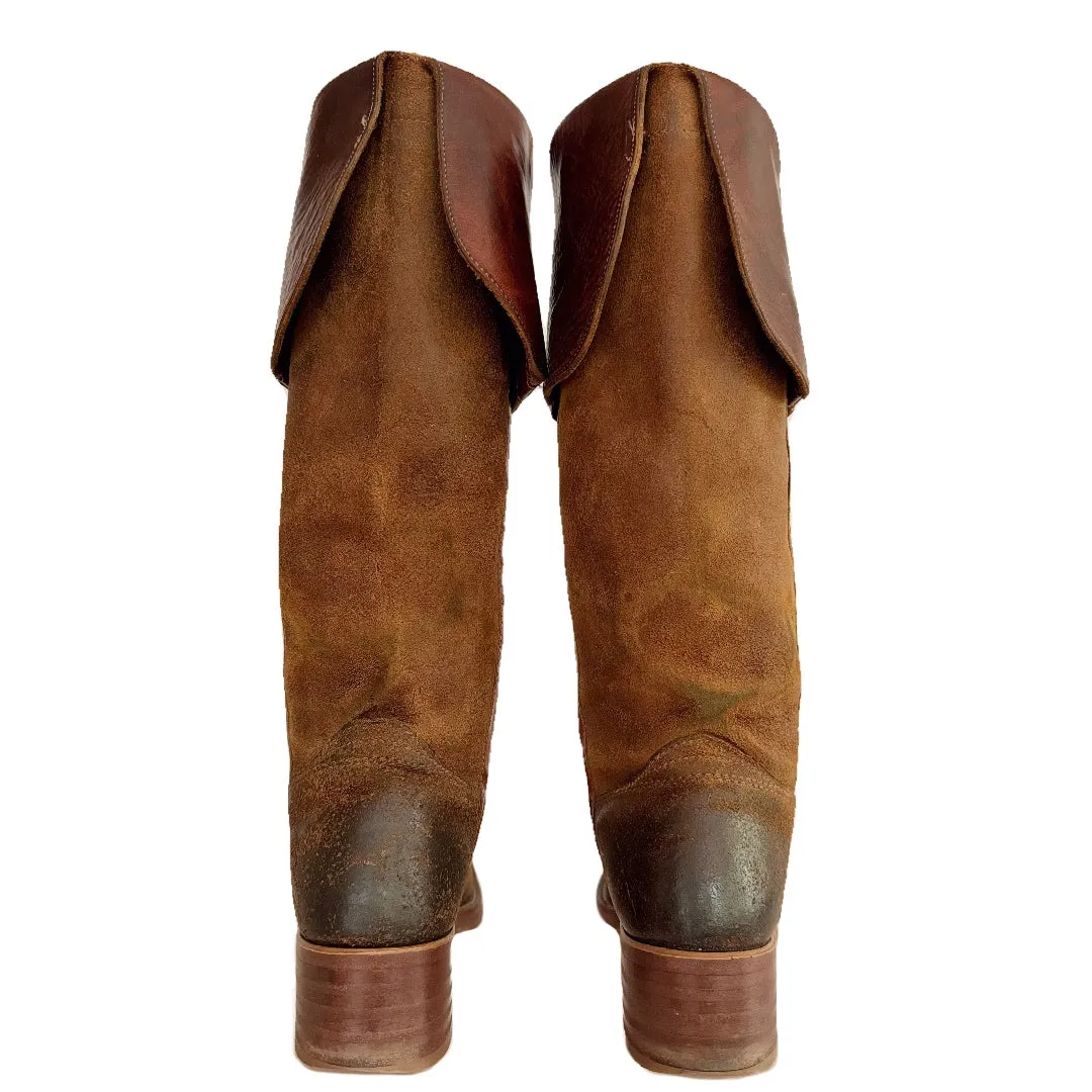 FRYE Vintage Campus Over the Knee OTK Brown Western Boots