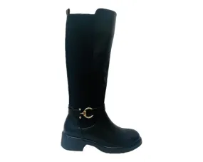 Full Zip Knee High Faux Leather Boots