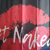 Get Naked Shower Curtain Sets with Non-Slip Rugs, Toilet Lid Cover and Bath Mat, Sexy Lips Shower Curtains with 12 Hooks, Funny Kiss Durable Waterproof Bath Curtain