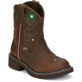 Girl's Justin Glitzy Light Up Round Toe Boot