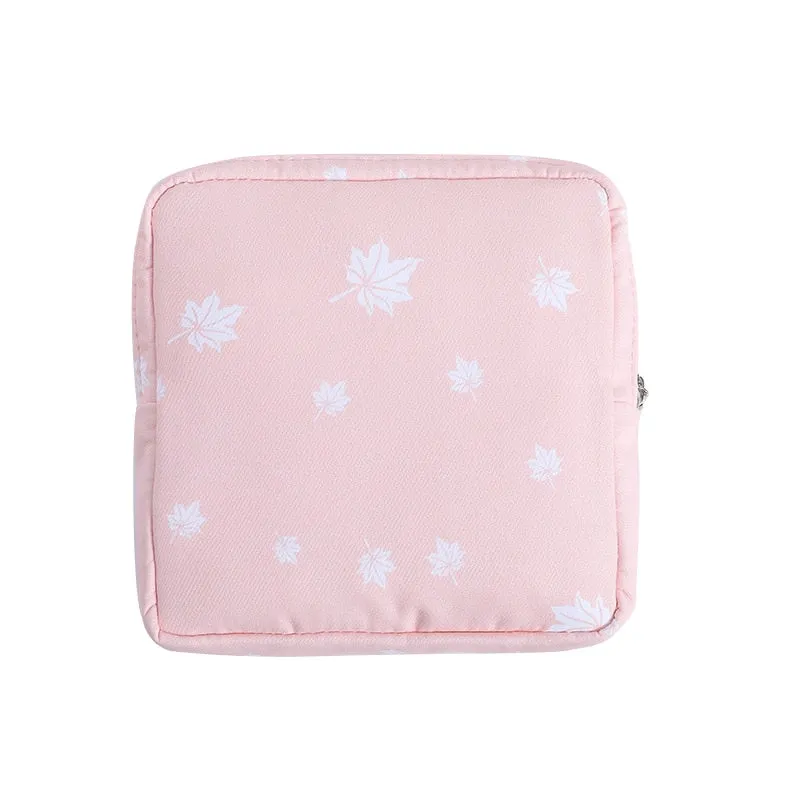 Girls Sanitary Napkin Pad Pouch PU Leather Tampon Storage Bag Portable Makeup Lipstick Key Earphone Data Cables Travel Organizer