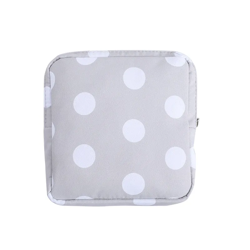 Girls Sanitary Napkin Pad Pouch PU Leather Tampon Storage Bag Portable Makeup Lipstick Key Earphone Data Cables Travel Organizer