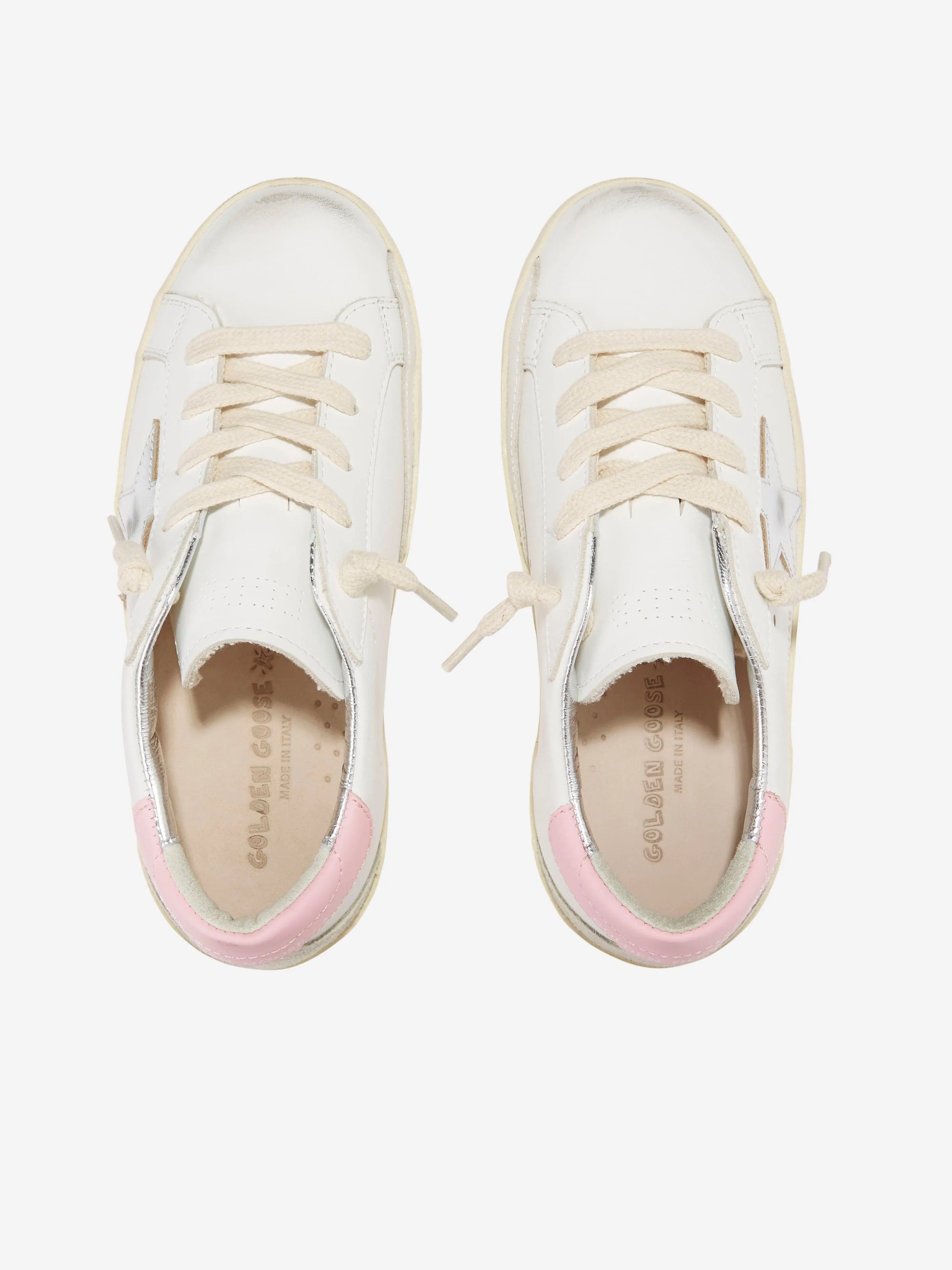 Golden Goose Girls Leather Super Star Trainers in White