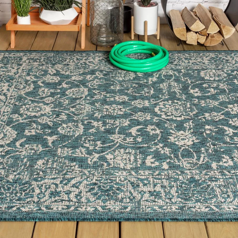 Hart Bohemian Textured Weave Floral Indoor/outdoor Area Rug