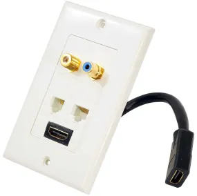 Hdmi   Rj11   Rj45   Coaxial   Rca Wallplate W/Back  Built-In Flexible Cable For Easy Installation