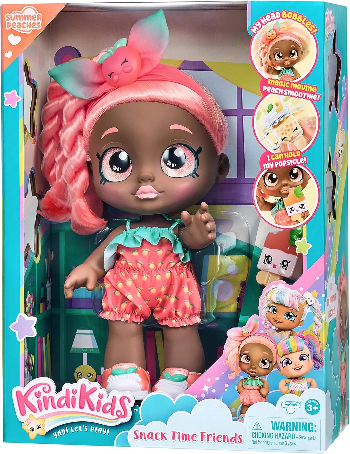 Kindi Kids Snack Time Friends - Pre-School Play Doll, Summer Peaches - for Ages 3  | Changeable Clothes and Removable Shoes - Fun Snack-Time Play, for Imaginative Kids