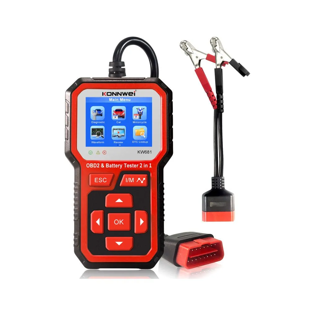 KW681 Car & Motorcycle Battery Tester OBDII Diagnostic Scann