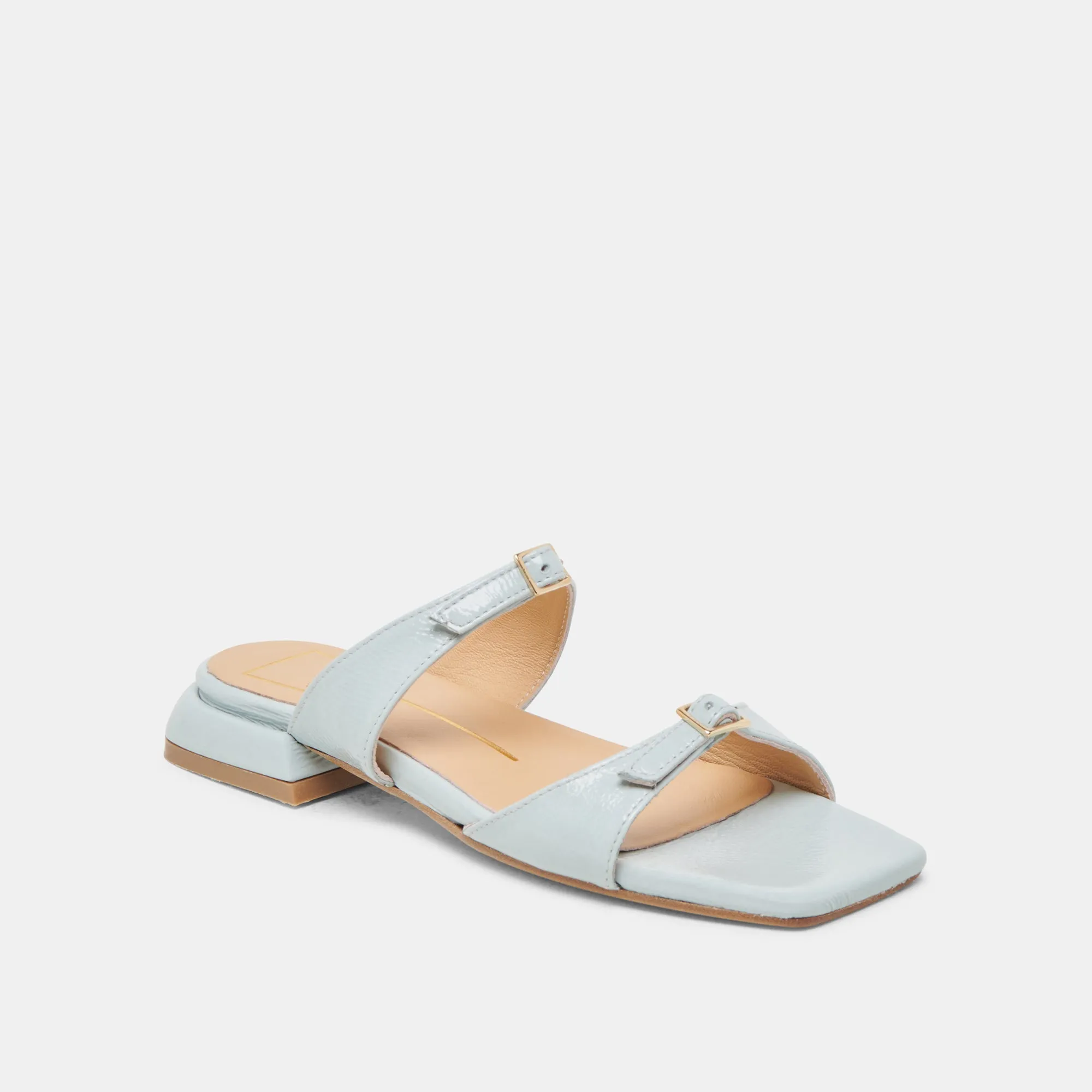 LAVERN SANDALS ICE BLUE CRINKLE PATENT