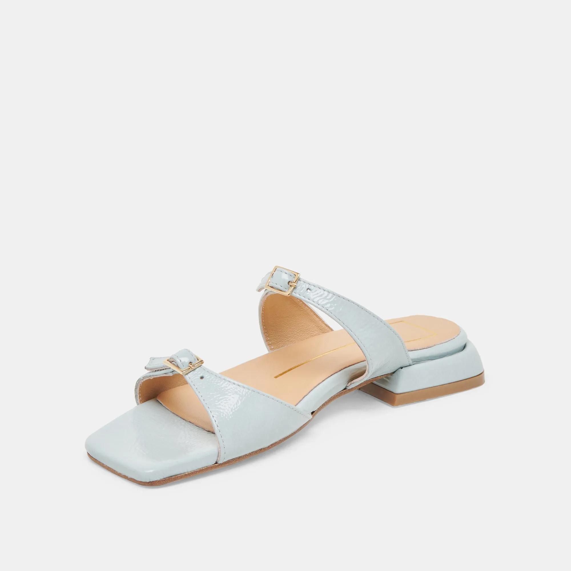 LAVERN SANDALS ICE BLUE CRINKLE PATENT