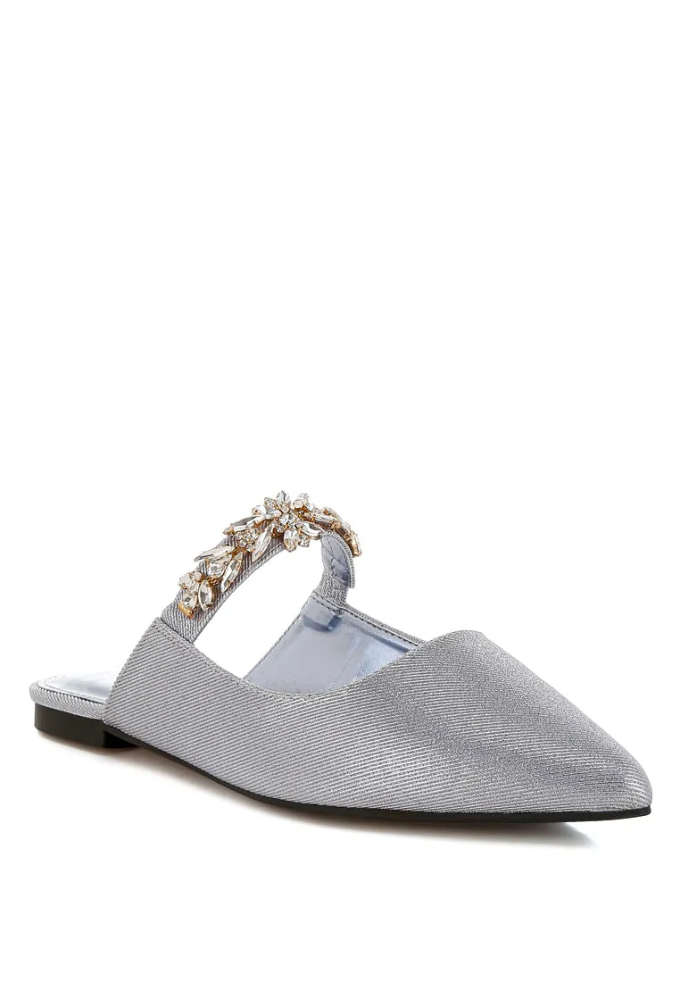 Magnum Diamante Strap Glitter Mules