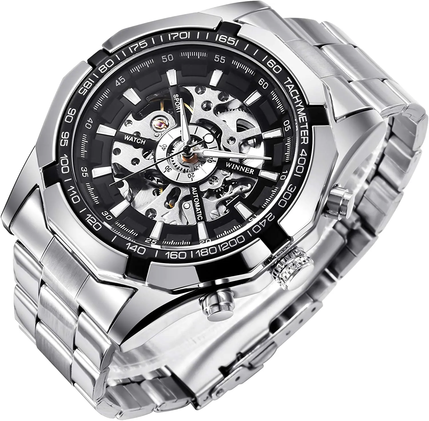 Mens Mechanical Skeleton Automatic Dial Wristwatch