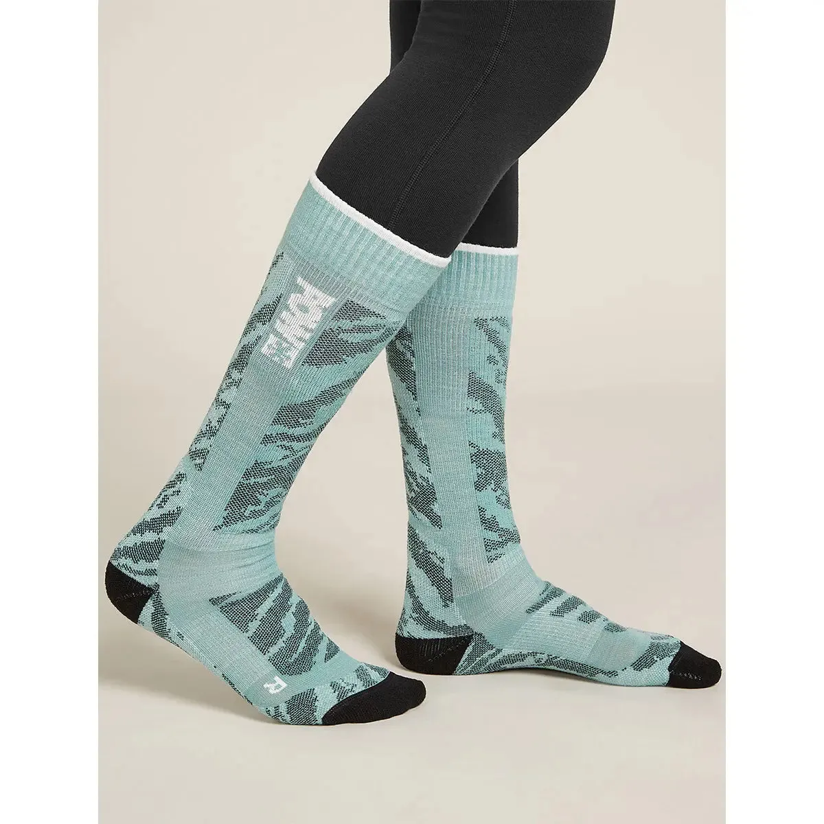 Merino Ski  Medium Over the Calf Socks - Prizm Blue