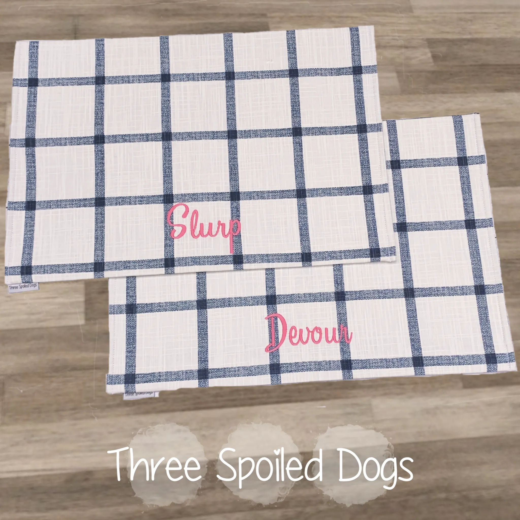 Modern Farmhouse Dog Bowl Placemats with Personalization