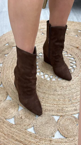 Nikki Brown Slouchy Wedge Boots