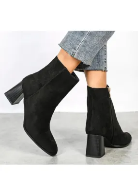 Norah Black Suede Ankle Boots