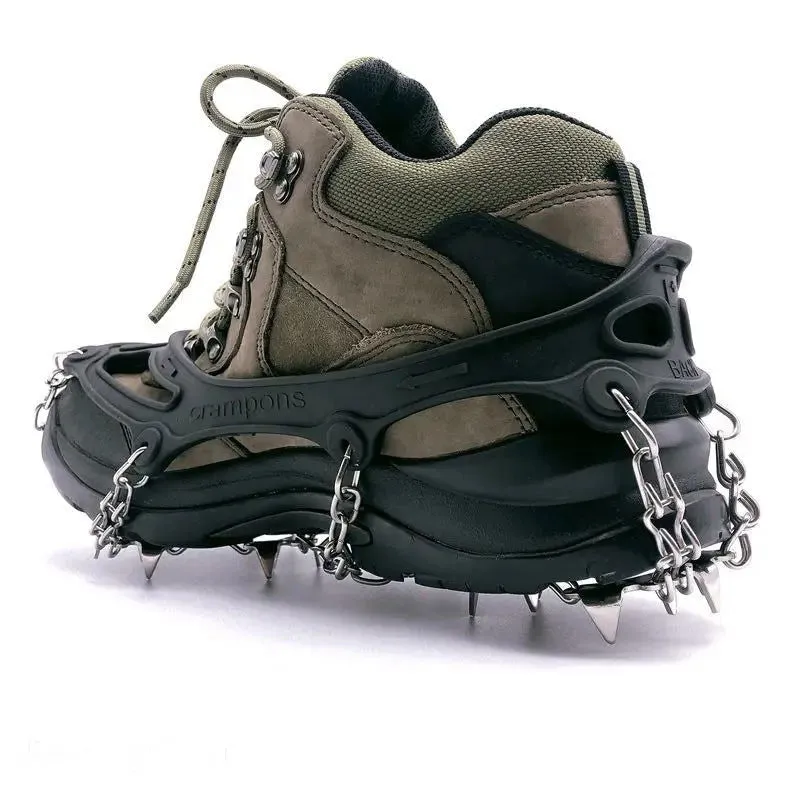 Outdoor Ice Snow Ice Claw 201 Stainless Steel Welded Anti-skid Chain Nineteen Teeth Ice Grip Outdoor Crampons  Spike Shoes