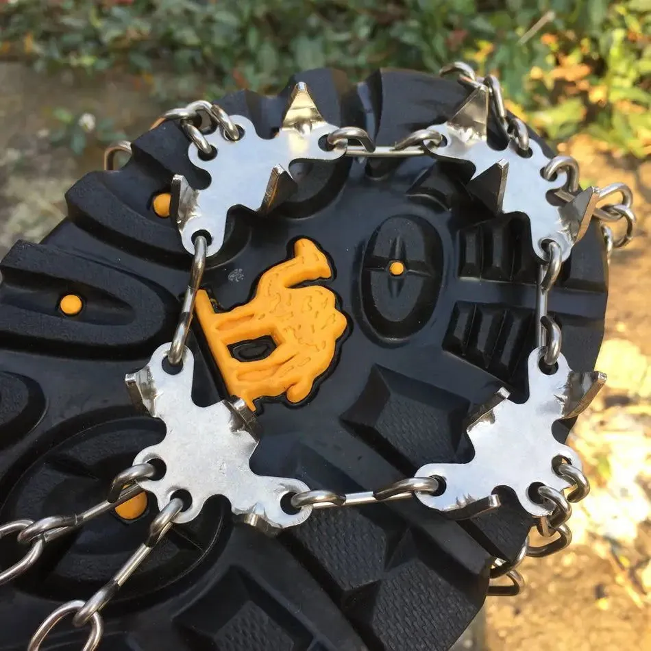 Outdoor Ice Snow Ice Claw 201 Stainless Steel Welded Anti-skid Chain Nineteen Teeth Ice Grip Outdoor Crampons  Spike Shoes