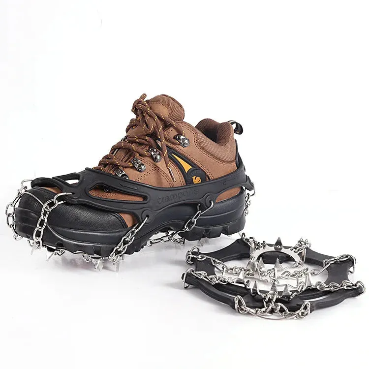 Outdoor Ice Snow Ice Claw 201 Stainless Steel Welded Anti-skid Chain Nineteen Teeth Ice Grip Outdoor Crampons  Spike Shoes