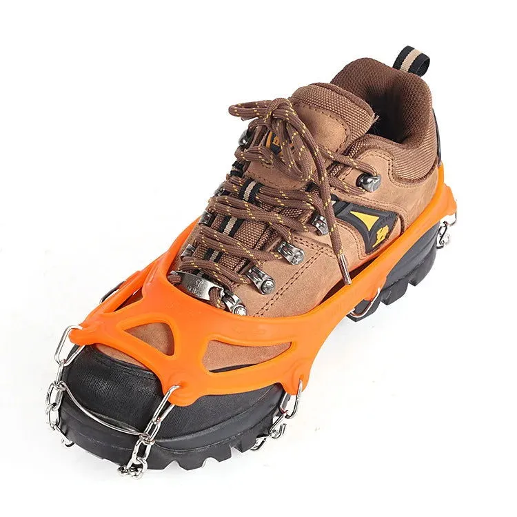 Outdoor Ice Snow Ice Claw 201 Stainless Steel Welded Anti-skid Chain Nineteen Teeth Ice Grip Outdoor Crampons  Spike Shoes