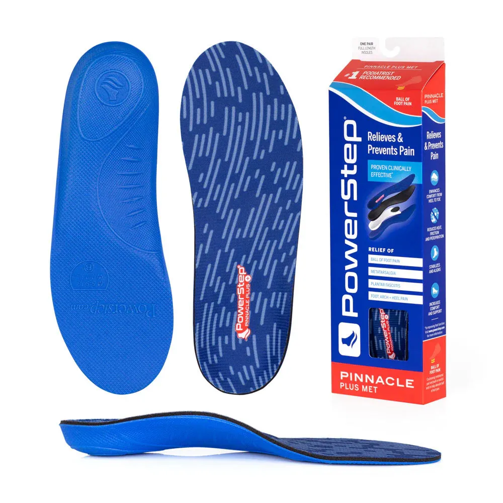 PowerStep Pinnacle Plus Met Insoles - PowerStep Plus Insoles | Ball of Foot Pain Relief Orthotic, Metatarsalgia