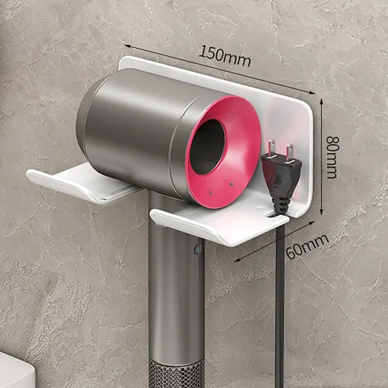 "Ultimate Hair Styling Station: Wall-Mounted Hair Dryer Holder and Organizer with Sleek Storage Box and Convenient Straightener Stand - For a Tidy and Stylish Bathroom Look"