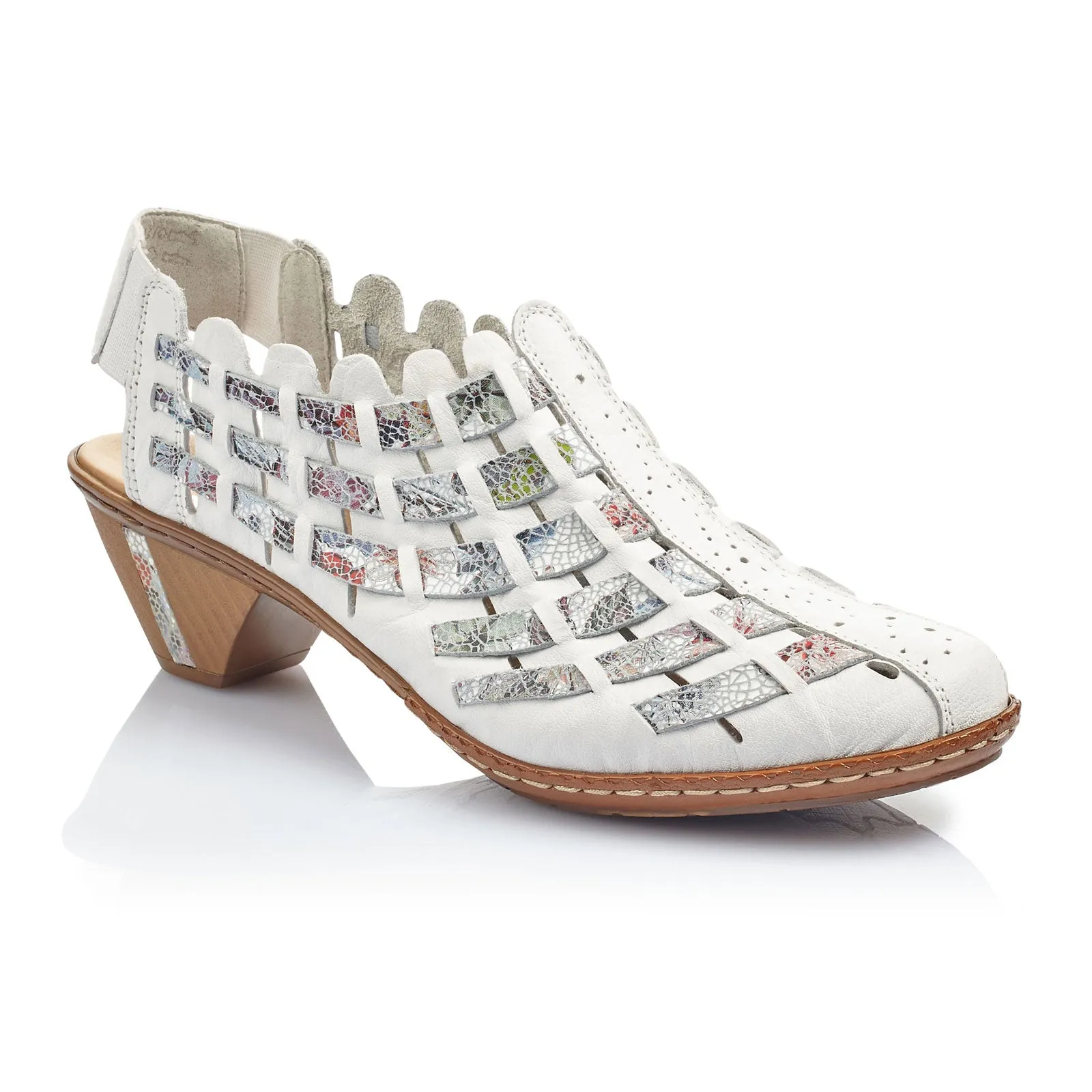 Rieker Sina 46778-80 Heeled Sandal (Women) - Weiss/Ice Multi