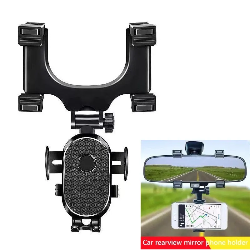 Rotatable Adjustable Telescopic Rearview Mirror Phone & GPS Mount