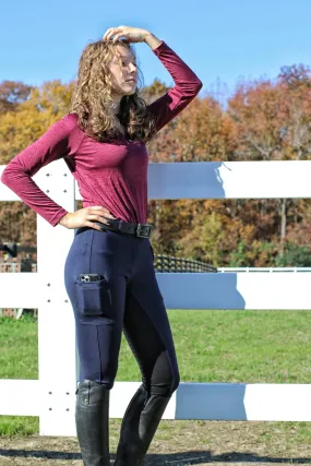 Signature Mid-Waist Winter Breech | Navy   Navy | Side Phone Pocket